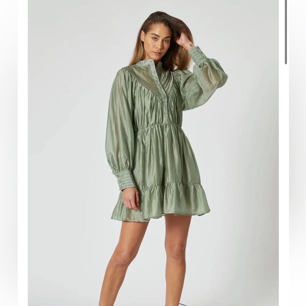 The Shirt by Rochelle Behrens Sage Green Long Sleeve Dress